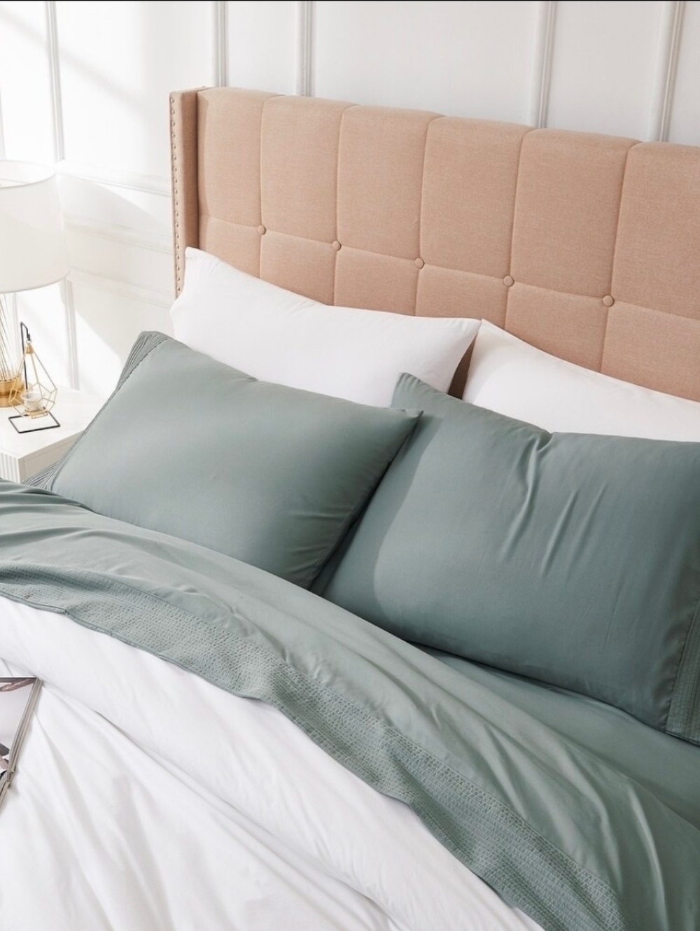 SOUTHSHORE LINENS Vilano 21-in Extra Deep Pocket Pleated Sheet Set QN Steel Blue
